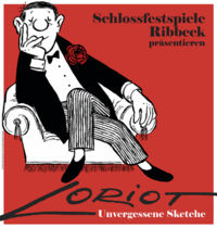 Bild vergr&ouml;&szlig;ern: Zeichnung Loriot. Er sitzt im Sessel mit &uuml;bereinander geschlagenen Beinen, einen Arm auf Lehne und an den Kopf gest&uuml;tzt. Er schaut entspannt in Richtung des Betrachters.