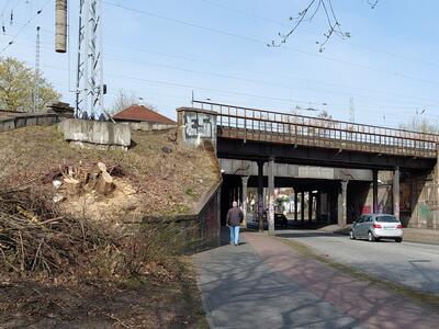 Bild vergrößern: Die Durchfahrt der Eisenbahnbrücke in der Marwitzer Straße in Hennigsdorf wird von Montag, 25. April 2022, bis zum Freitag, 3. Juni 2022, gesperrt.