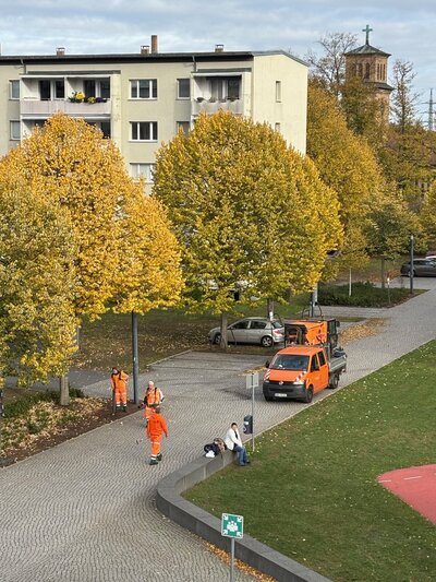 Bild vergr&ouml;&szlig;ern: Oktober 2026 Laubkehrer im Einsatz - Hennigsdorf - Foto Andrea Linne